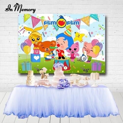InMemory Cartoon Cute Kids Boys 1st Birthday Party Backgrounds Bunting Animals Payaso Plim plim Theme Photography Backdrops