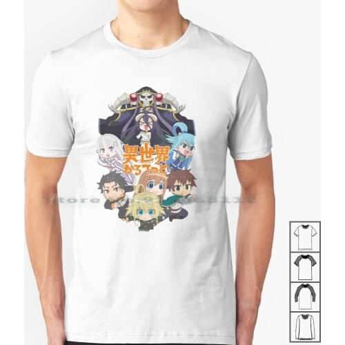 Isekai Quartet - Logo T Shirt 100% Cotton Isekai Quartet Isekai Karutetto Chibi Konosuba Overlord Re Zero The Saga Of Tanya The
