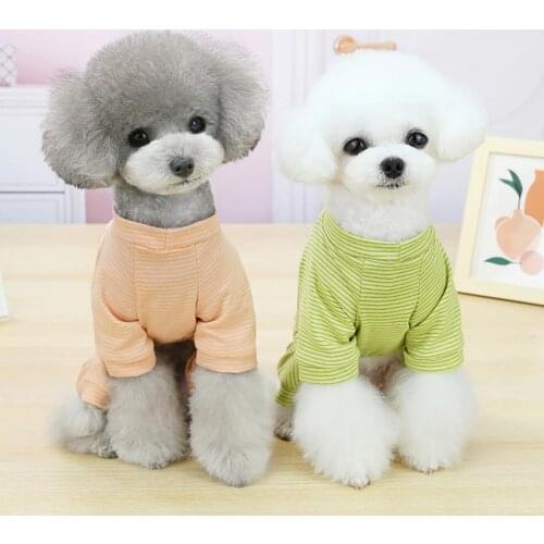 Dog Jump Suit Lovely Soft Creative Pet Summer Pajama Cloth for Cat Pinstripe Short Sleeve Spring And Summer Outer Wear Vest