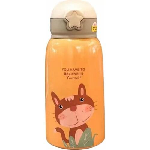 Creative Stainless Steel Insulated Cup with Straw Children Drinking Cup Portable Kettle Stainless Steel Travel Mug Thermo Mug