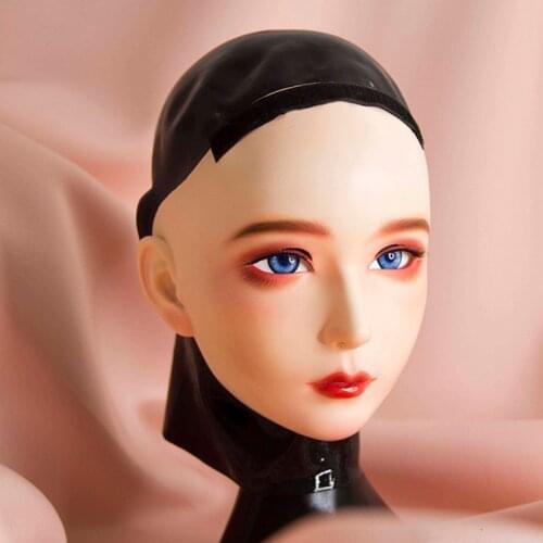 CDFM-2))Handmade Female/Girl Resin And Latex Hood Full Head Japanese Cartoon Character Cosplay Kigurumi Mask Crossdresser Doll