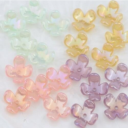Fashion 20Pcs Acrylic Abs Flower Petal Imitation Pearl Beads Bow Tie Beads Caps For Embroidery DIY Material Jewelry Findings