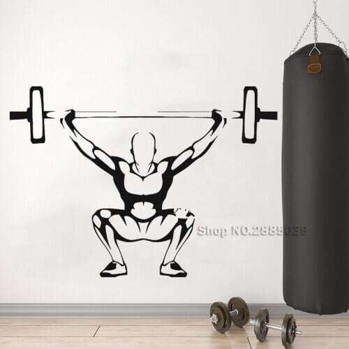 Crossfit Fitness Club Wall Stickers Barbell Body-building Posters Vinyl Wall Decals Lift Dumbbells Decoration Mural Decal LL2645