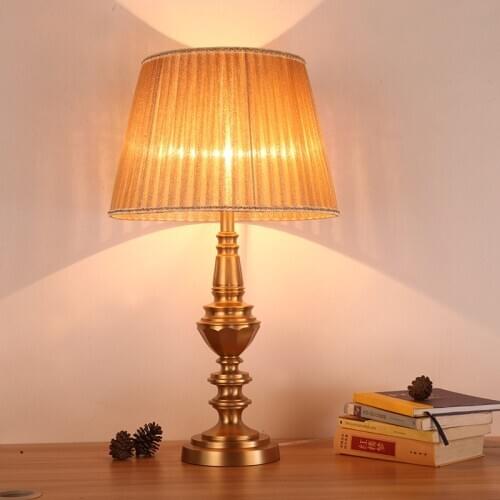 European-Style American-Style Fine Copper Table Lamp Living Room Study Bedroom Bedside Hotel Copper Table Lamp