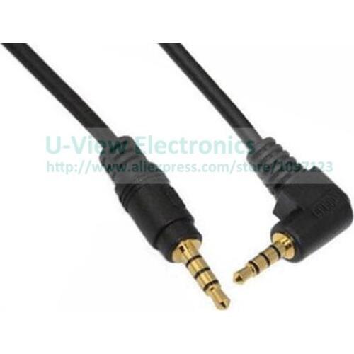 NCHTEK 90 Degree Right Angled 3.5mm 4 Poles Stereo Male to Male Audio Extension Cable Black Color About 15CM/Free Shipping/10PCS