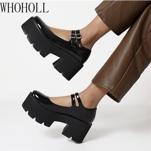 New 2021 Women Creepers Pu Flats Leather Platform JK Mary Jane Ankle Student Goth Ladies Loafers Shoes Dropship Size 42 43