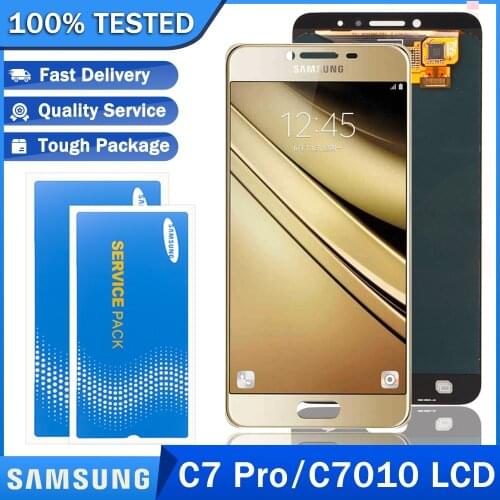 Original 5.7'' AMOLED Display for SAMSUNG Galaxy C7 Pro C7010 LCD Touch Screen Digitizer Assembly Repair Parts