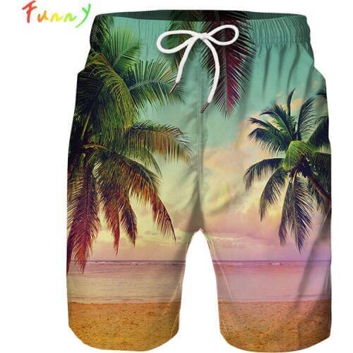 Childrens Beach Pants Boys Shorts Summer 2020 Coconut Tree Printed Swimming Board Shorts Kids Clothes for 8 10 12 14 Years