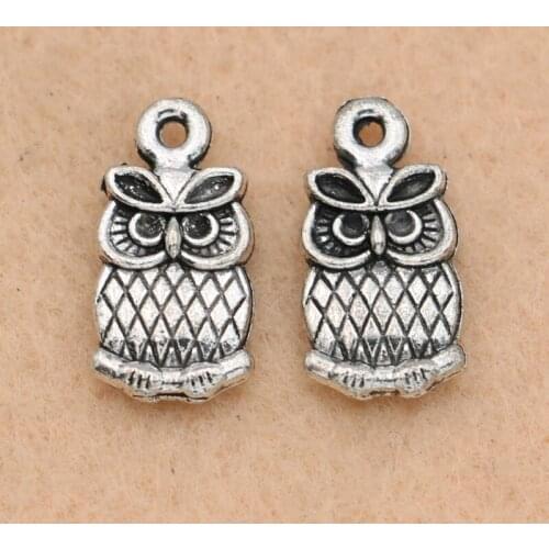 15pcs Tibetan Silver Plated Owl Charms Pendants Jewelry Making Diy Craft Accessories 15x8mm