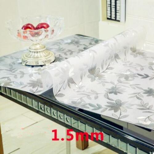 PVC Waterproof Tablecloth with pattern Kitchen Table Cover Oil Cloth Soft Glass Tablecloth 1.50 mm 5 Colours Available