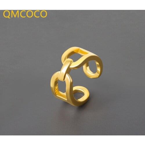 QMCOCO S925 Sterling Silver Adjustable Ring Trendy Vintage Party Classic Fine Birthday Gifts For Women Jewelry Accessories