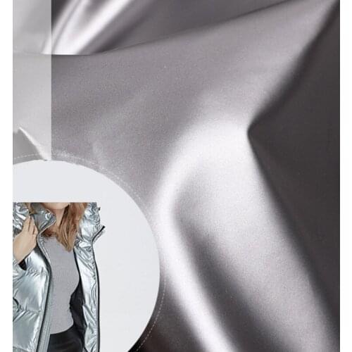 Sale by roll Shiny release paper down jacket fabric Bright PU waterproof down-proof Metallic polyester pongee Windbreaker fabric