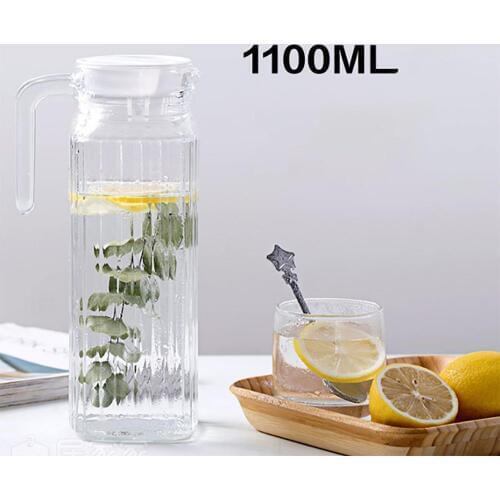 1100ML Glass Water Bottle Jar Kettle Transparent Large Capacity Heat Resistant Water Pot With Handle Teapot