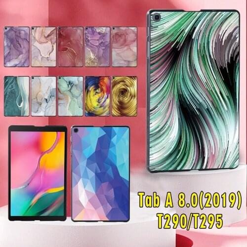 For Samsung Galaxy Tab A 8.0 Inch 2019/T290 T295 Hot Sale Watercolor Pattern Ultra-thin Plastic Tablet Shell Back Cover+Stylus