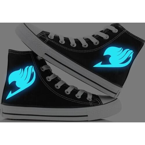 Unisex Anime Fairy Tail Logo Student Casual Ankle Shoes Noctilucent luminous Canvas Shoes Flat plimsolls duck shoes Sneakers