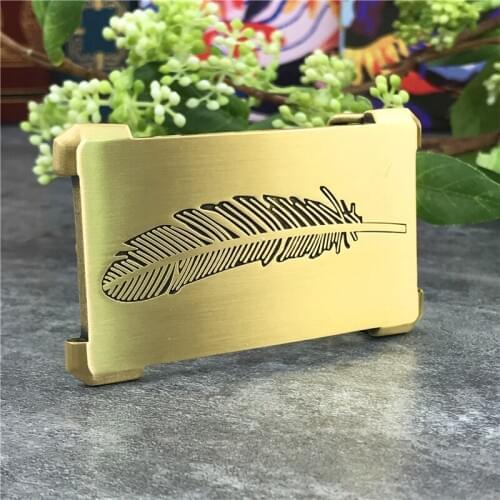 2PCS Luxury Feather Solid Brass Belt Buckles For Men Belt Waist Buckle For Belt Accessories Leather Craft Men Buckle Belt BK0116