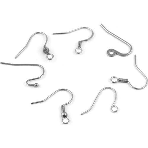 50pcs 316 Stainless Steel Earring Hooks Earrings Clasps Hooks Ear Wire Hook Findings For DIY Jewelry Making Earring Accessories