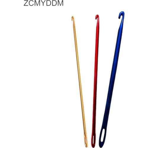 ZCMYDDM Afghan Tunisian Aluminum Crochet Hook With An Eye DIY Sewing Knitting Needle Hand Knit Tool 2.75mm 4.0mm 6.0mm