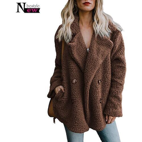 Womens Jackets Warm Winter Coat Women Cardigans Ladies Lamb Wool Jumper Fleece Faux Fur Coat Hoodie Outwear Blouson Femme S-3XL