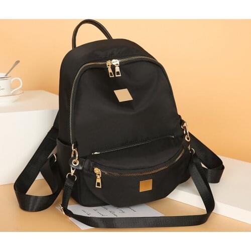 Women Fashion Simple Rivet Backpack Nylon College Wind Backpack for Teenage Girls Female School Bag Bagpack Womens Daypack