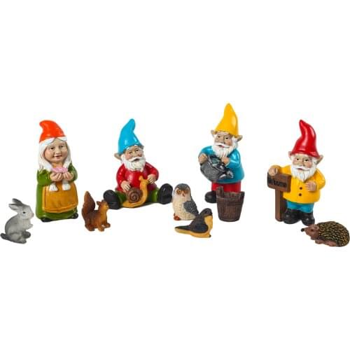 10pcsset Mini Garden Gnome Resin Fairy Garden Funny Miniature Gnomes Elf Figure Micro Garden Dwarf Terrarium Decor Sweet
