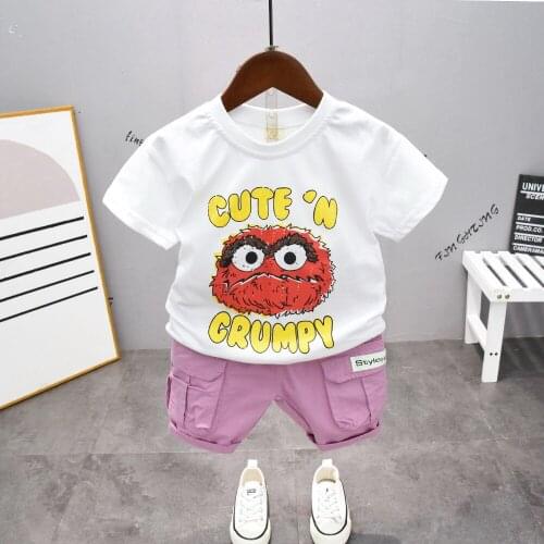 2pcs/set Baby Boy Clothes Outfit Kids Cartoon Cotton Cuit Childrens T-shirt + shorts Summer Short Sleeve Pants Boy Girl Clothes