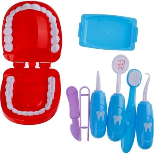 9Pcs Pretend Play Toy Dentist Check Teeth Model Set Medical Kit Educational Role Play Simulation Learing Toys For Children Kids