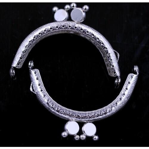 Gunmetal/Bronze/Silver Tone 8.5CM Arch Metal Purse Frames Kiss Clasp Women Clutch Bear Head DIY Handbag Handle Luggage Hardware