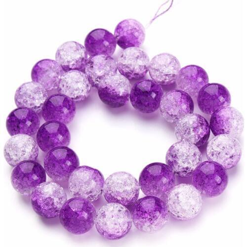 LOULEUR 1strand 6 8 10 12mm Purple Natural Quartz Crystals Beads for Bracelet Diy Jewelry Making Round Popcorn Stone Loose Bead