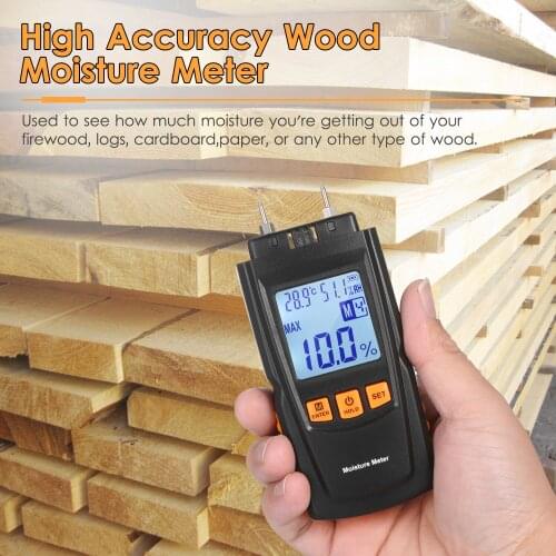 Digital Wood Moisture Meter Firewood Water Content Analyzer Ambient Temperature+Humidity+Wood Moisture Tester