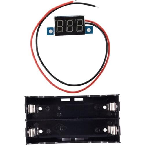 Black Battery Holder 4 Pins For 2X18650 Rechargeable Li-Ion Batteries & Mini Digital Voltmeter LED Voltage Display Panel Meter 3