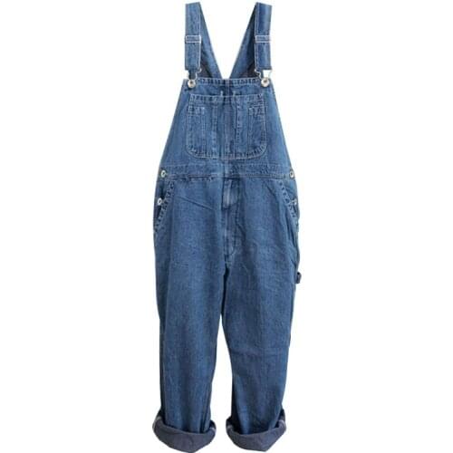 Large Size 28 - 50 Spring Loose Jeans Overalls Men Bib Denim Jumpsuits Huge Straight Wide Leg Pants Hip Hop Coverall Trousers