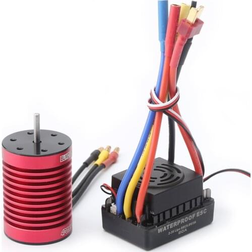 F540 Brushless Motor 4370KV RC Crawler Motor 4 Poles and 60A Brushless ESC Electric Speed Controller T Plug for 1/10 RC Car