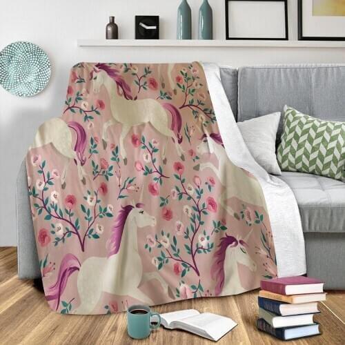 Flower Unicorn Fleece Blanket 3D full printed Wearable Blanket Adults/kids Fleece Blanket Sherpa Blanket Drop Shipping 01