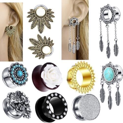 JUNLOWPY 2pcs Stainless Steel Screw Dangle Ear Plugs and Tunnels 2018 New Piercing Ear Gauges Tunnel Expander Stretcher Earlet