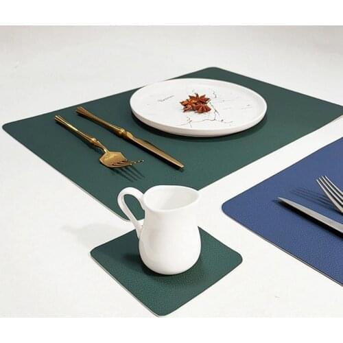 Faux Leather Cup Mat Non-slip Square Double Sided Bowl Coaster Water Proof Table Cloth Pad kitchen Dinning Placemats