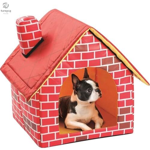 Pet Dog Bed Foldable Dog House Small House Pet Bed Tent Cat Kennel Indoor Portable Trave Cushion Mat Sofa Washable Puppy Plush