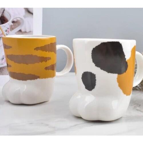 Кружки с двойным Ceramic Mug Stereo Cat Claw Cup Creative Childrens Milk Soft Cute Water Cup Japanese Cute Cat Claw Meat Ball