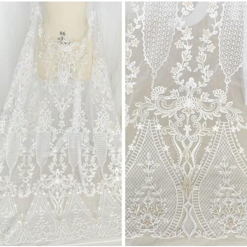 LASUI 1y=1lot High-grade classical embroidery mesh lace fabric wedding dress veil handmade diy decoration materials X0456