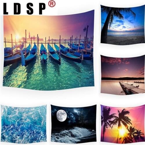 LDSP Seaside Beach Landscape Tapestry Hanging Covering Rugs Background Cloth Beach Mat Blanket Bedroom Living Home Decor
