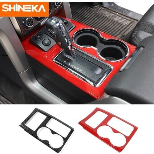 SHINEKA Interior Mouldings For Ford F150 Raptor Car Gear Shift Box Panel Cup Holder Decor Cover For Ford F150 Raptor 2009-2014