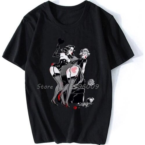T Shirt BDSM Sexy Hot Girls Mistress Slave Maid Punishment Pinup Pin Men Cotton T Shirt Hip Hop Tees Tops Tshirt Streetwear