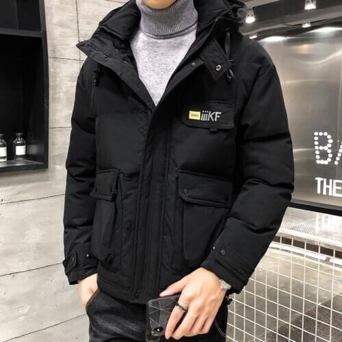 Mens Multi-pocket Down jacket Water-Resistent Zeus hip-hop streetwear outdoor tech clothing jacket Cotton Padded Winter coat