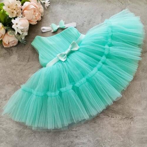 Baby Girl Mint Dress 1 Year Birthday Gown Cute Bow Infant Party Tutu Fluffy Princess Newborn Toddler Gril Clothes 18 24 Months