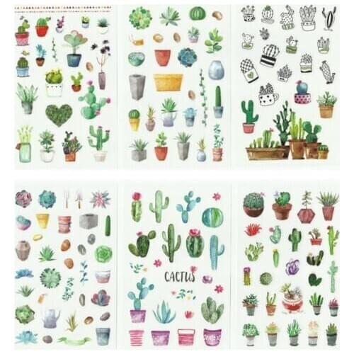 6pcs/set PVC Green Plants Sticker Handmade Diary Scrapbook Paper Label Sealing Sticker Cell Phone Decorative Stationery Stickers