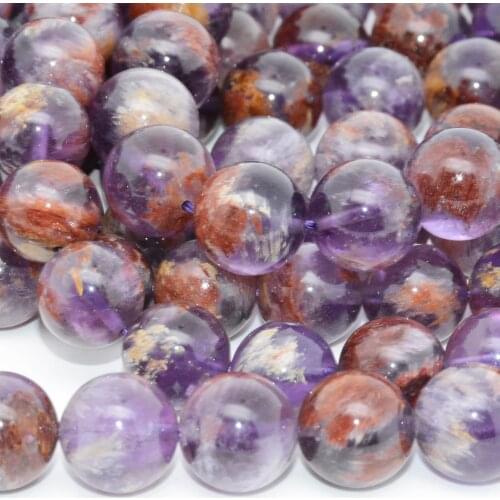 Natural Fancy Cacoxenite Quartz Loose Round Beads 12mm-12.5mm