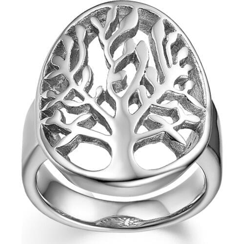 New couple Trendy & Charm Stainless steel Ring Silver Color Life Tree For Women Beauty Gift For Woman Bague Femme Cool Male Ring