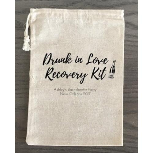 Custom Drunk in Love Bachelorette Hangover bridal shower recovery Survival Kit wedding favor gift bags party Candy pouches
