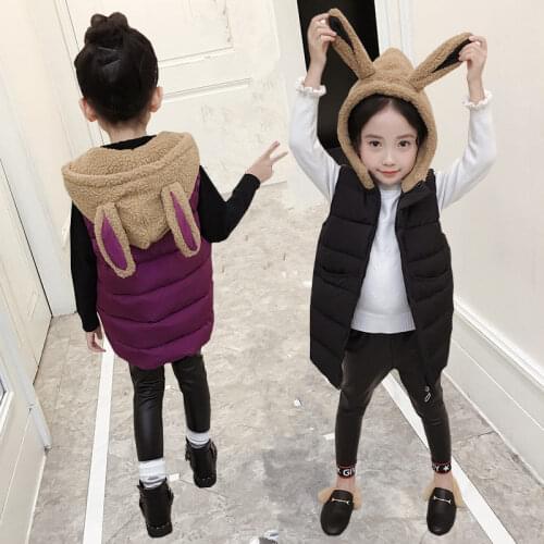 Autumn Winter Children Winter Vest Rabbit Ears Kids Girls Warm Waistcoat Casual Toddler Outerwear Sleeveless Coat Vest Clothing