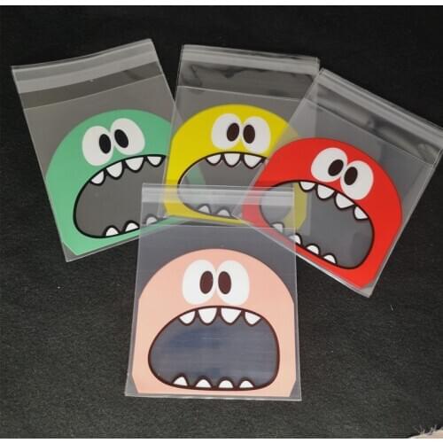 Cookie Candy Gift Packaging Bags for Biscuits Party Favors Decor Cartoon Plastic Candy Bag Sharp Teeth Wedding Birthday